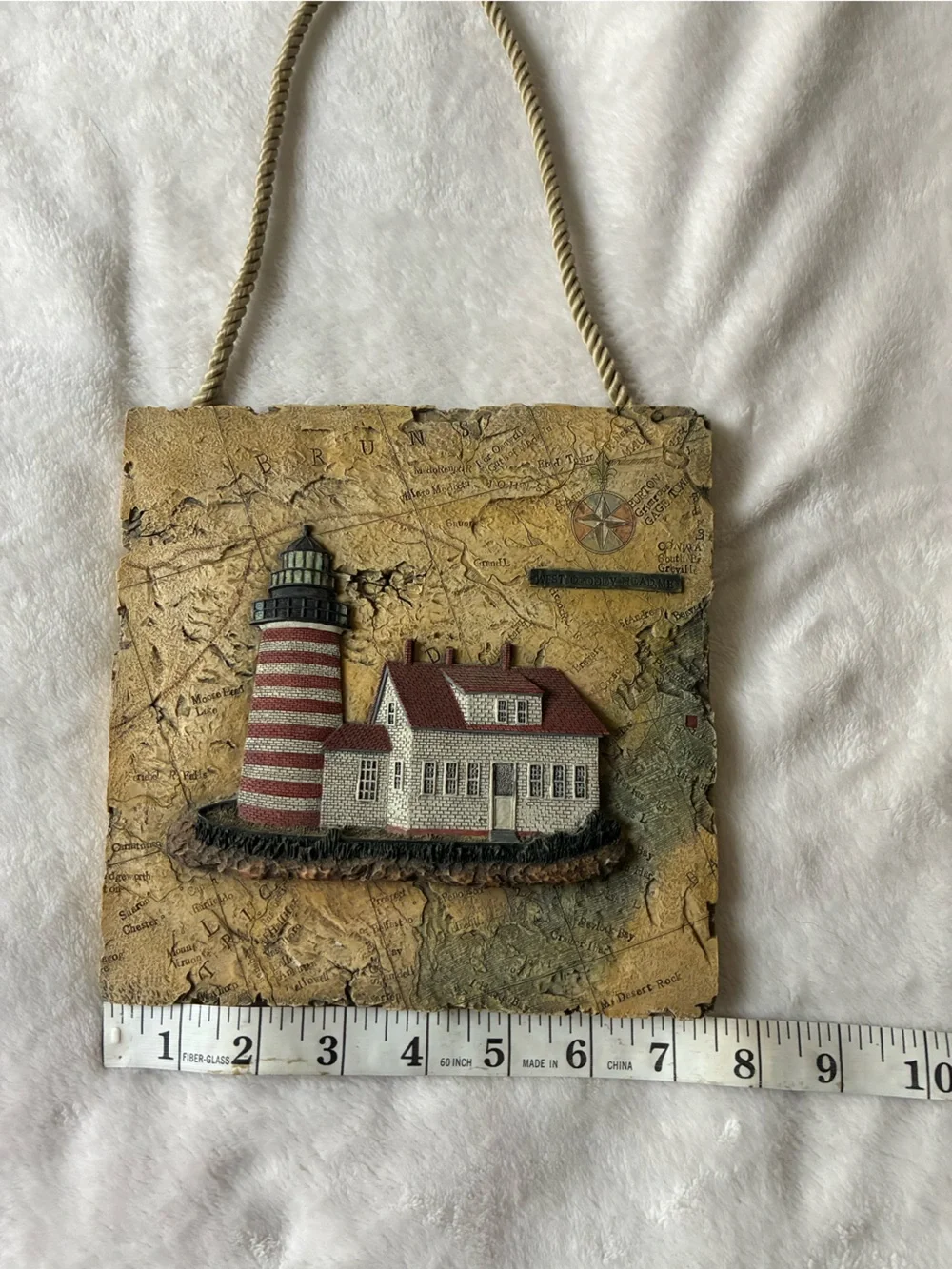 Nautical Lighthouse Wall Plaque - Red and Cream